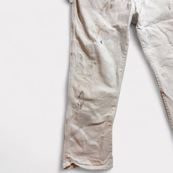 Dickies Mens Carpenter Work Pants Beige Heavily Distressed Paint-Splattered Size - Picture 4 of 12